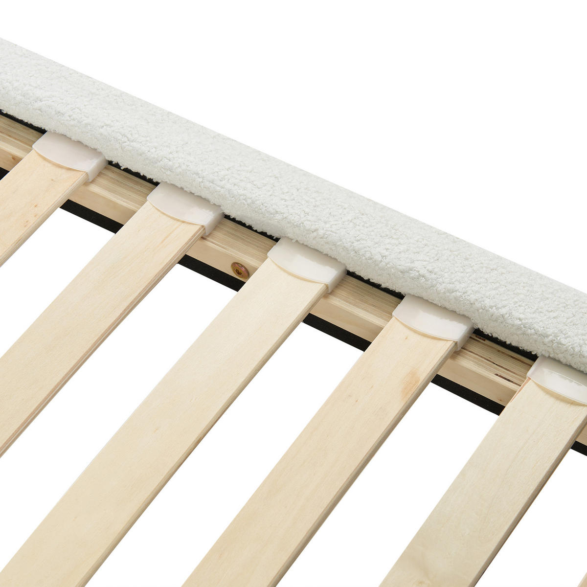 POSTELJA z letvenim dnom 140/200 bouclé kremasto bela Soulisse - krem, tekstil (140/200cm) - Beliani