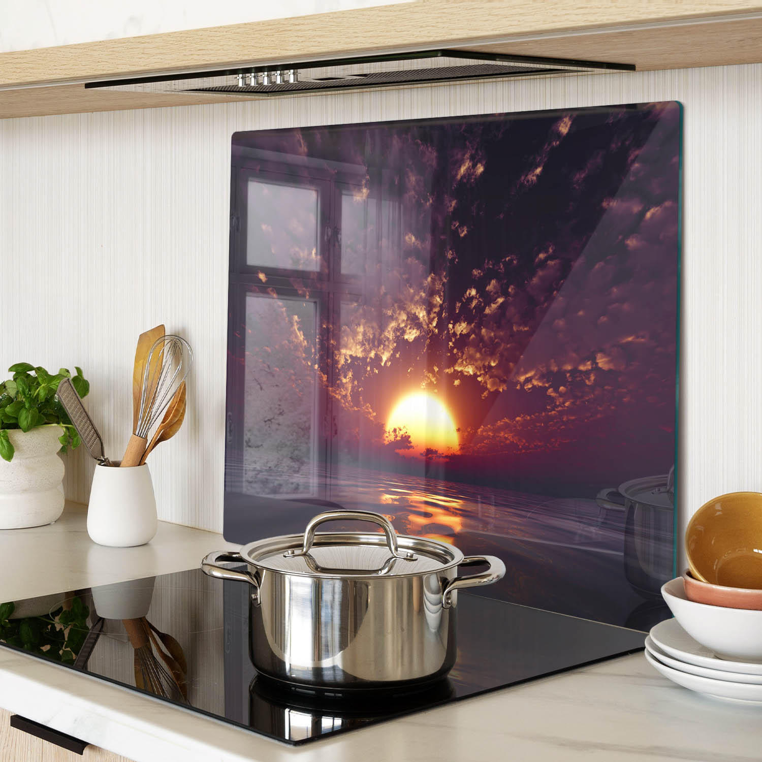 GLASPLATTE 60x52 cm Sonnenuntergang - Gelb, Glas (60/0.4/52cm) - TULUP