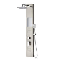DUSCHPANEEL Monterra mit Mischbatterie RVS Chrom - 140 x 20 cm - Chromfarben, Holz (20/140/7cm) - Badplaats
