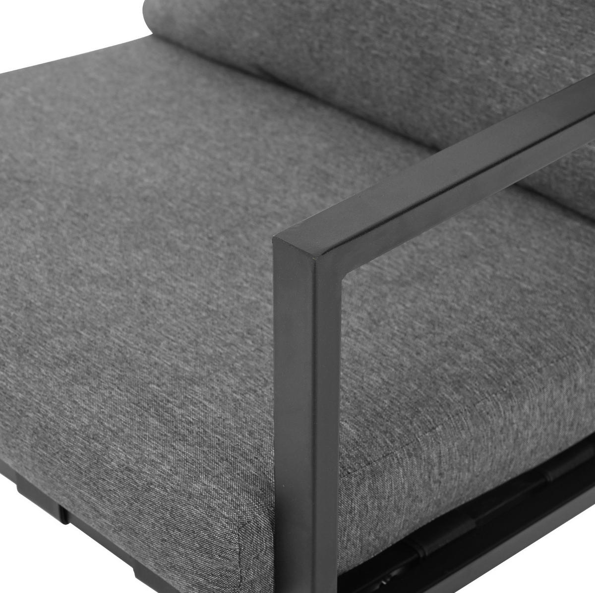 GARTENMÖBELSET aus Kunststoff 114x57x80cm schwarz mit Couchtisch und Kissen - Schwarz, Kunststoff - Modfu