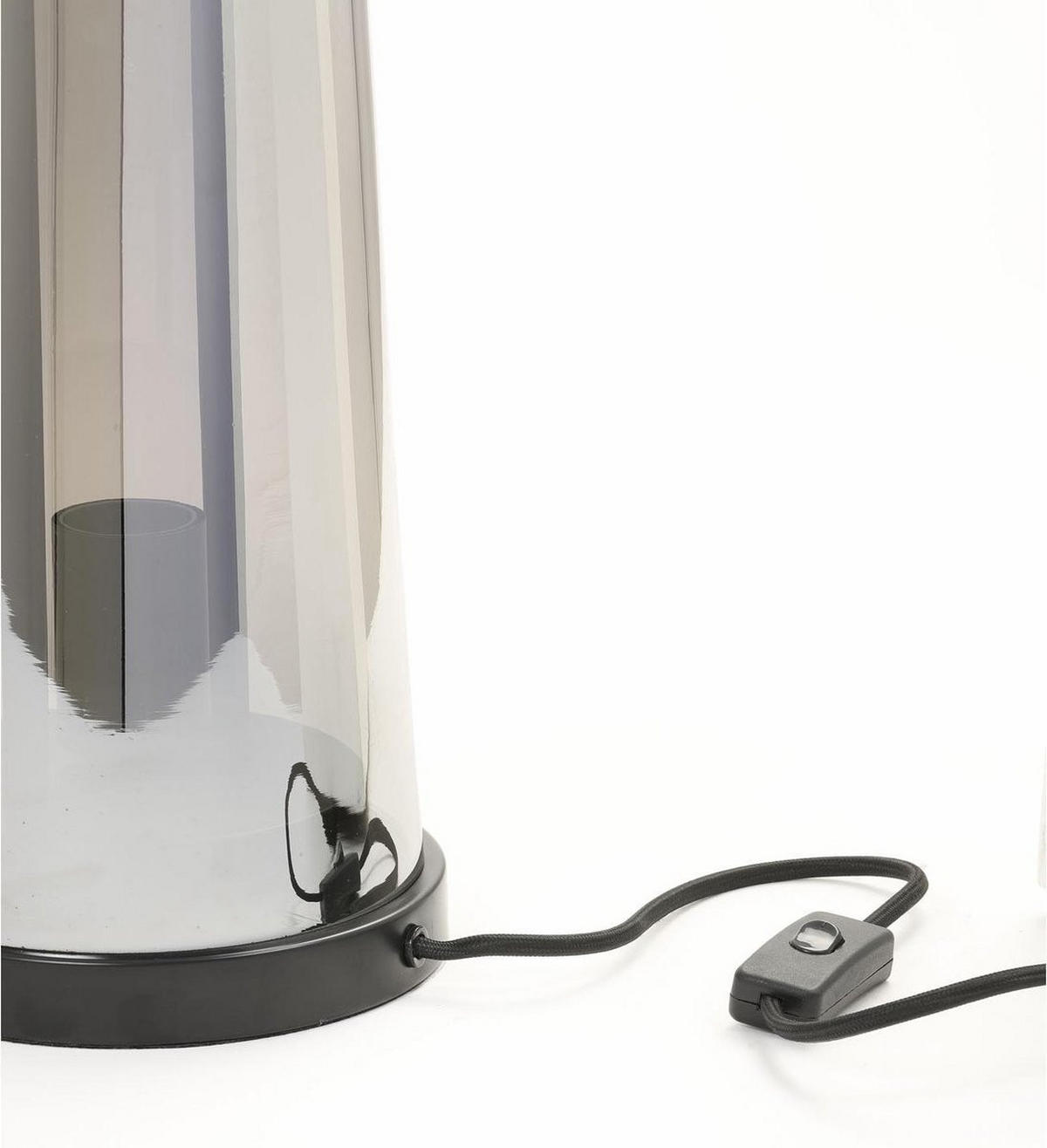 TISCHLEUCHTE Amando Ø23 x 53 cm, Rauchglas, Metall grau - Grau, Glas (53/23/53cm) - Light & Living