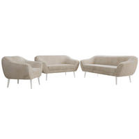 SEDACÍ SOUPRAVA 3+2+1 PIRS - Béžová Manšestr - Bílé nohy - bílá/krémová, kompozitní dřevo/textil (180/75/74cm) - MKS