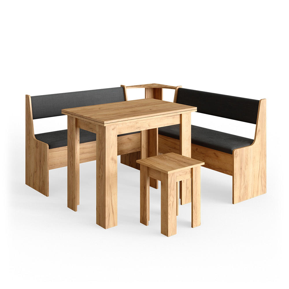 ECKBANKGRUPPE Roman Goldkraft Eiche 150 x 41.5 cm mit Tisch - Anthrazit/Eiche Wotan, Holzwerkstoff (150/80/150cm) - Vicco
