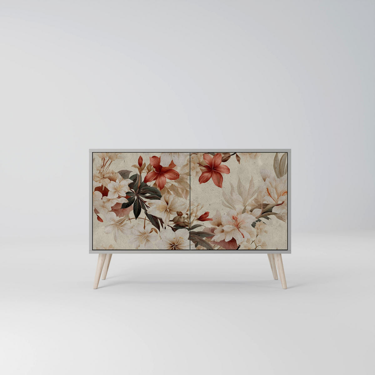 SIDEBOARD PETAL HARMONY, Eicheneffekt, 111x42x77,5 cm, 2 Türen - Eichefarben/Buchefarben, Holzwerkstoff/Buchenholz (111/77.5/42cm) - SpaceRebels