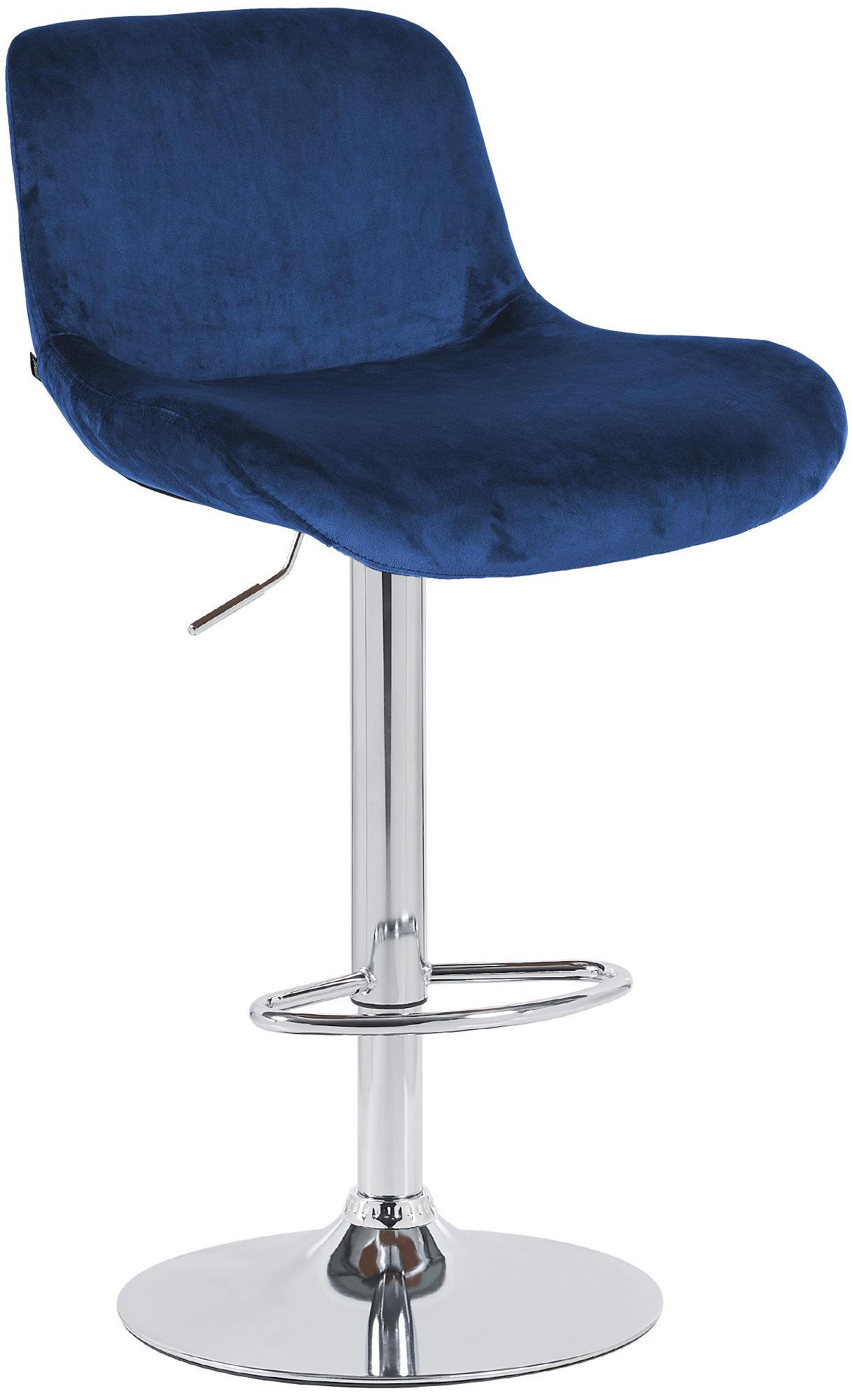BARHOCKER Samt blau - Chromfarben/Blau, Textil/Metall (50/85/50cm) - CLP