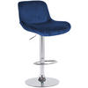 BARHOCKER Samt blau - Chromfarben/Blau, Textil/Metall (50/85/50cm) - CLP