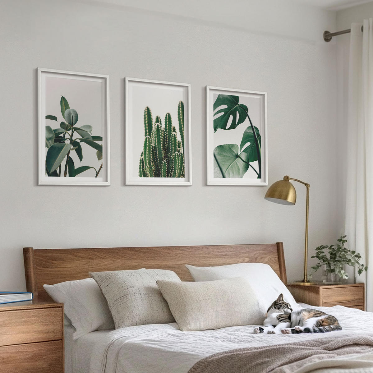 WANDBILDER 3er-Set - 40x60 cm Weißer Rahmen - Tropische ästhetische Pflanzen - Weiß, Kunststoff (40/60cm) - ArtPrintCave