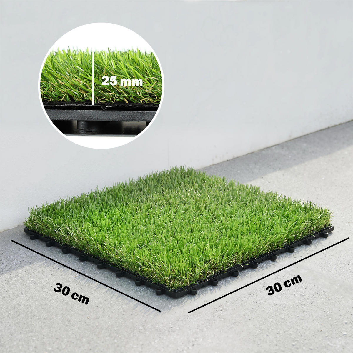 TRÁVNÍKOVÉ DLAŽDICE, SADA 22 KS, PE-latex, zelená - zelená barva, plast/umělá hmota (30/30/2.5cm) - Outsunny