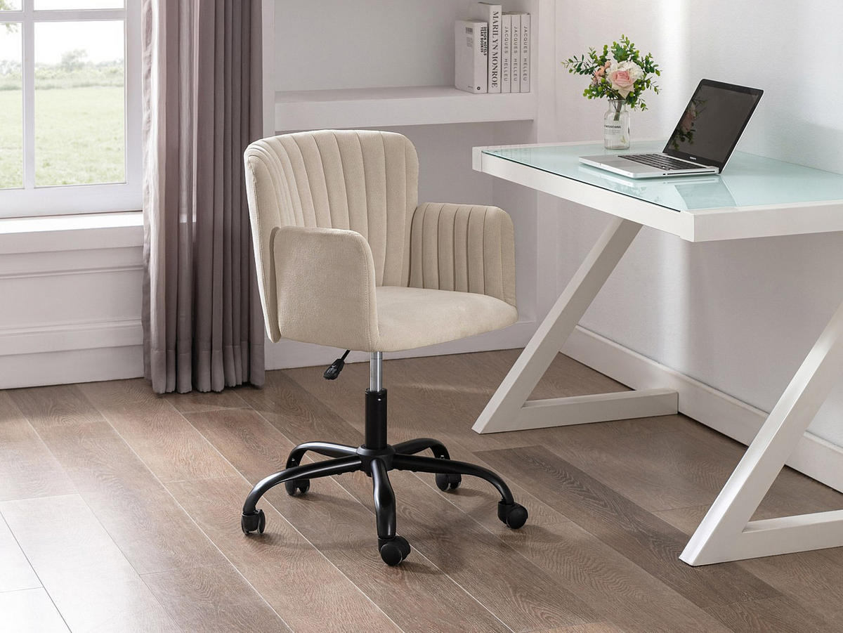 BÜROSTUHL ohne Armlehnen - 53 cm x 54 cm - stoff - beige Toara - Beige, Textil (53/87/54cm) - Vente-Unique