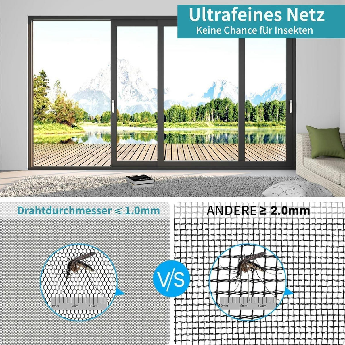 FLIEGENGITTER Fenster 120 x 1500 cm Edelstahl feinmaschig - Schwarz, Metall (100/200/6cm)