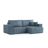 ECKSOFA CAVO mit Schlaffunktion Blau im Wind Stoff - Blau/Schwarz, Holz/Holzwerkstoff (255/148cm) - AltaBeds