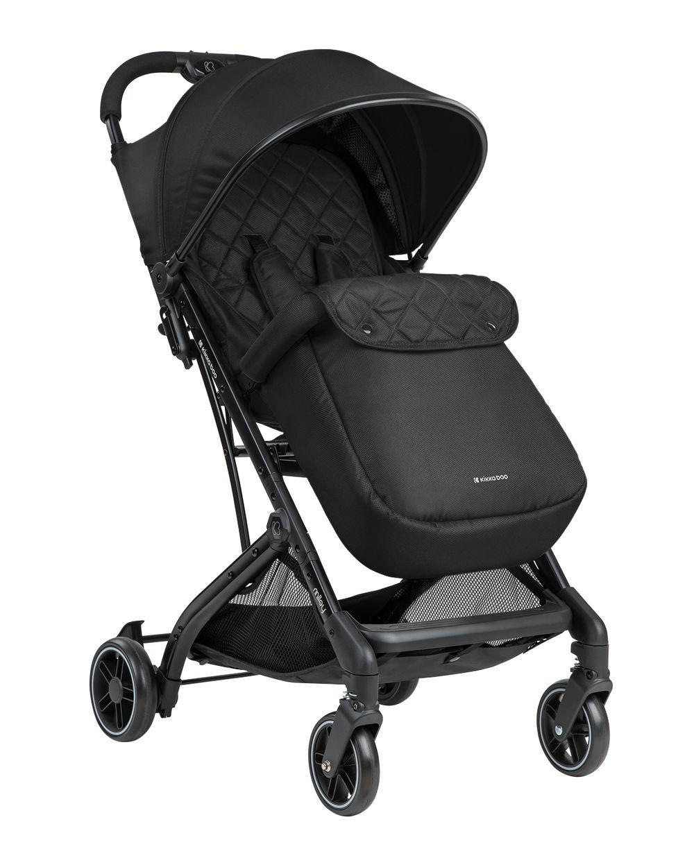 KINDERWAGEN Miley mit Fußsack schwarz gemustert Fußstütze verstellbar, klappbar, Korb - Schwarz, Metall (64/52/100cm) - Kikka boo