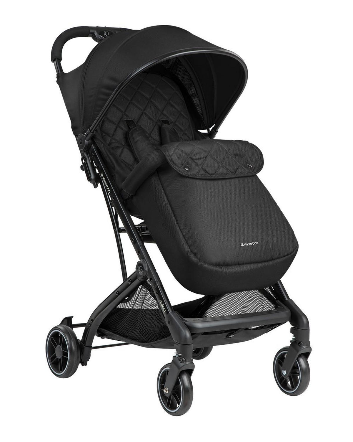 KINDERWAGEN Miley mit Fußsack schwarz gemustert Fußstütze verstellbar, klappbar, Korb - Schwarz, Metall (64/52/100cm) - Kikka boo