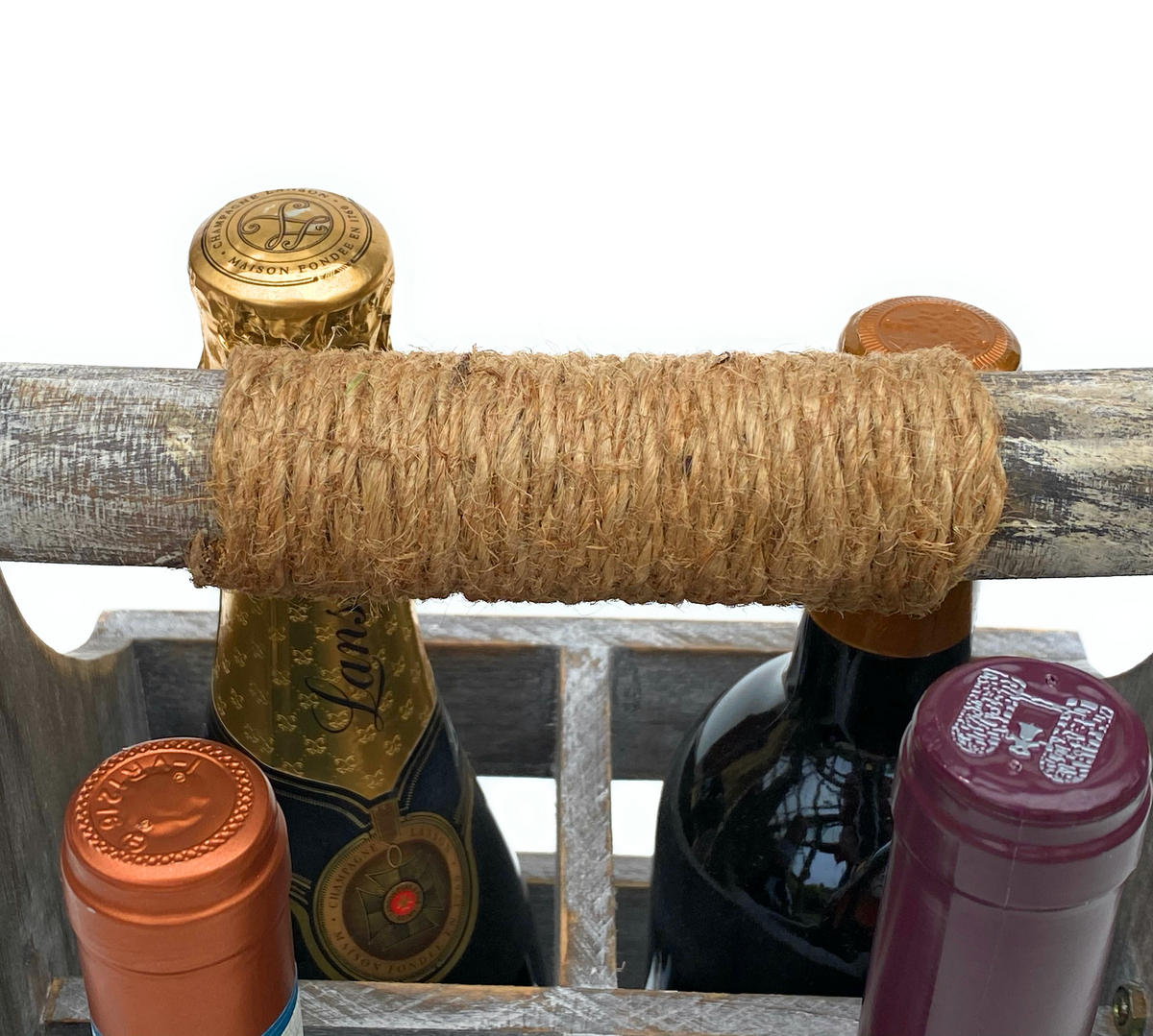 WEINTRÄGER aus Holz für 4 Flaschen 96034 - Grau, Holz (21/32/21cm) - DanDiBo