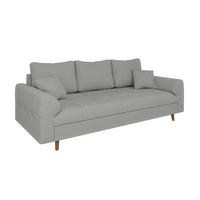 3-SITZER-SOFA Alma Hellgrau Cord - Hellgrau/Braun, Holz/Textil (210/81/93cm) - S-Style Möbel