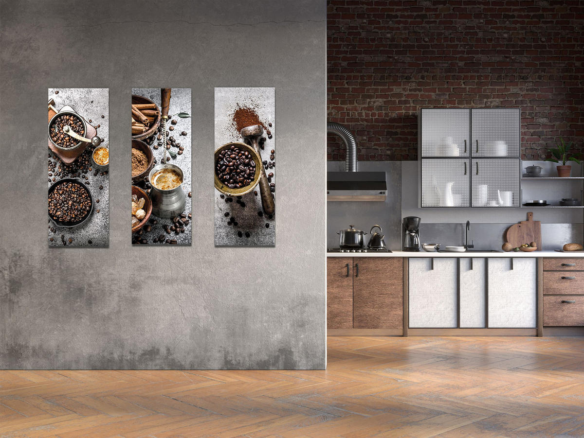 GLASBILD 30x80 cm Küche Kaffee braun - Anthrazit, Glas (30/80cm) - artissimo