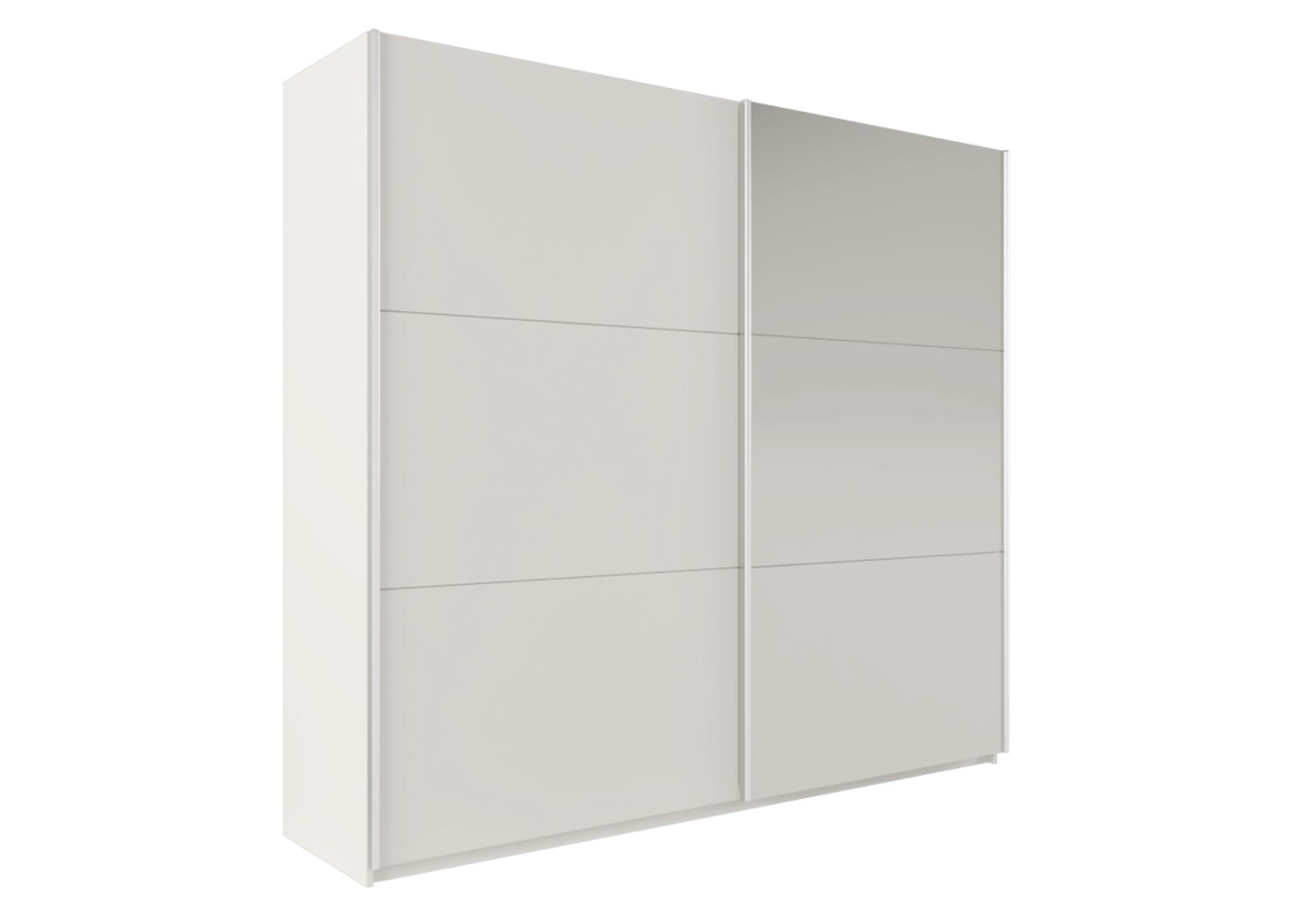 KLEIDERSCHRANK Govi 225 Weiß, zweitüriger Schiebeschrank mit Spiegel - Weiß, Holzwerkstoff (225/215/65cm) - Bettso