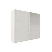 KLEIDERSCHRANK Govi 225 Weiß, zweitüriger Schiebeschrank mit Spiegel - Weiß, Holzwerkstoff (225/215/65cm) - Bettso