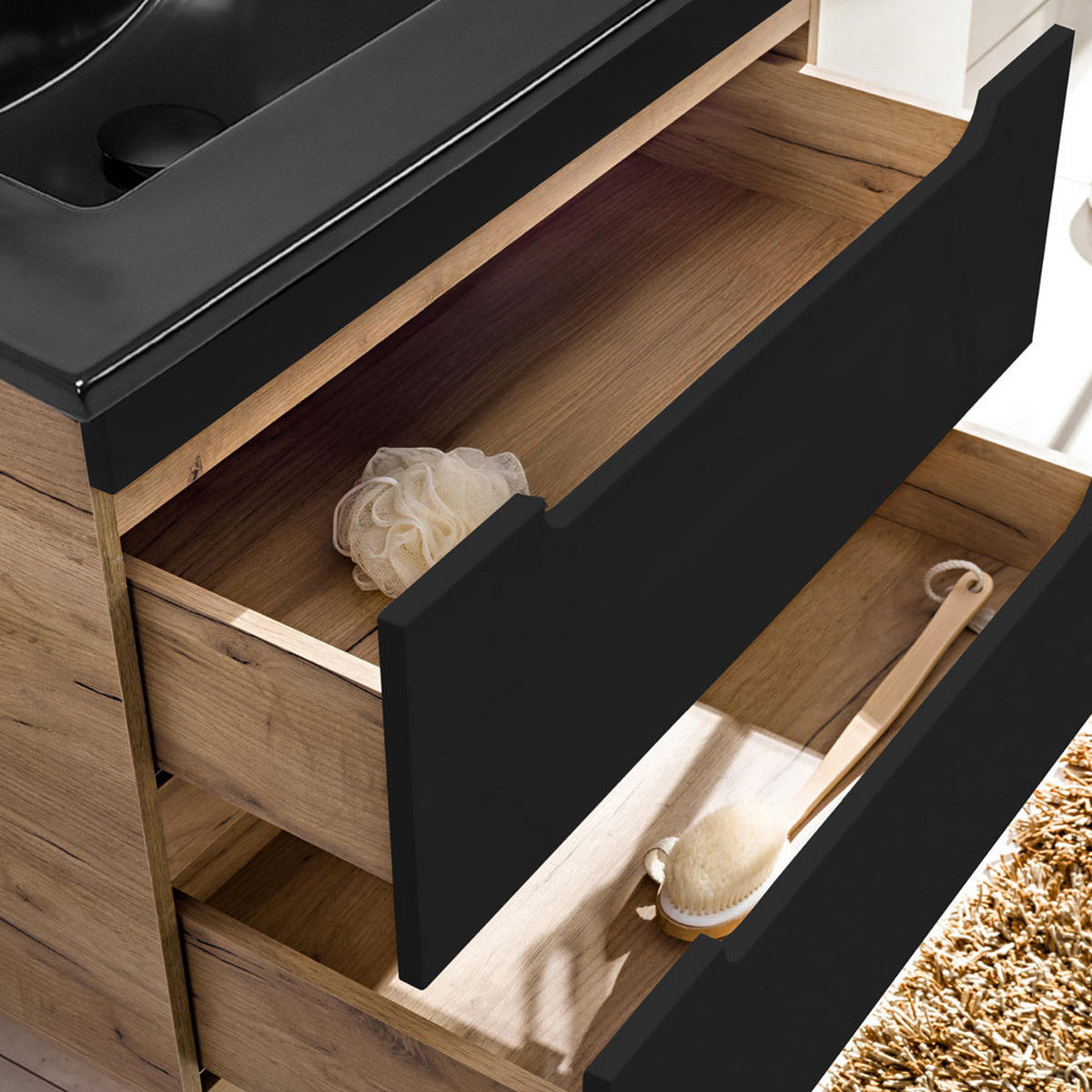 BADMÖBEL-SET NEW-LUTON-111 6ER-SET 6-TLG. New - Anthrazit, Holzwerkstoff (180/195/46cm) - Lomado
