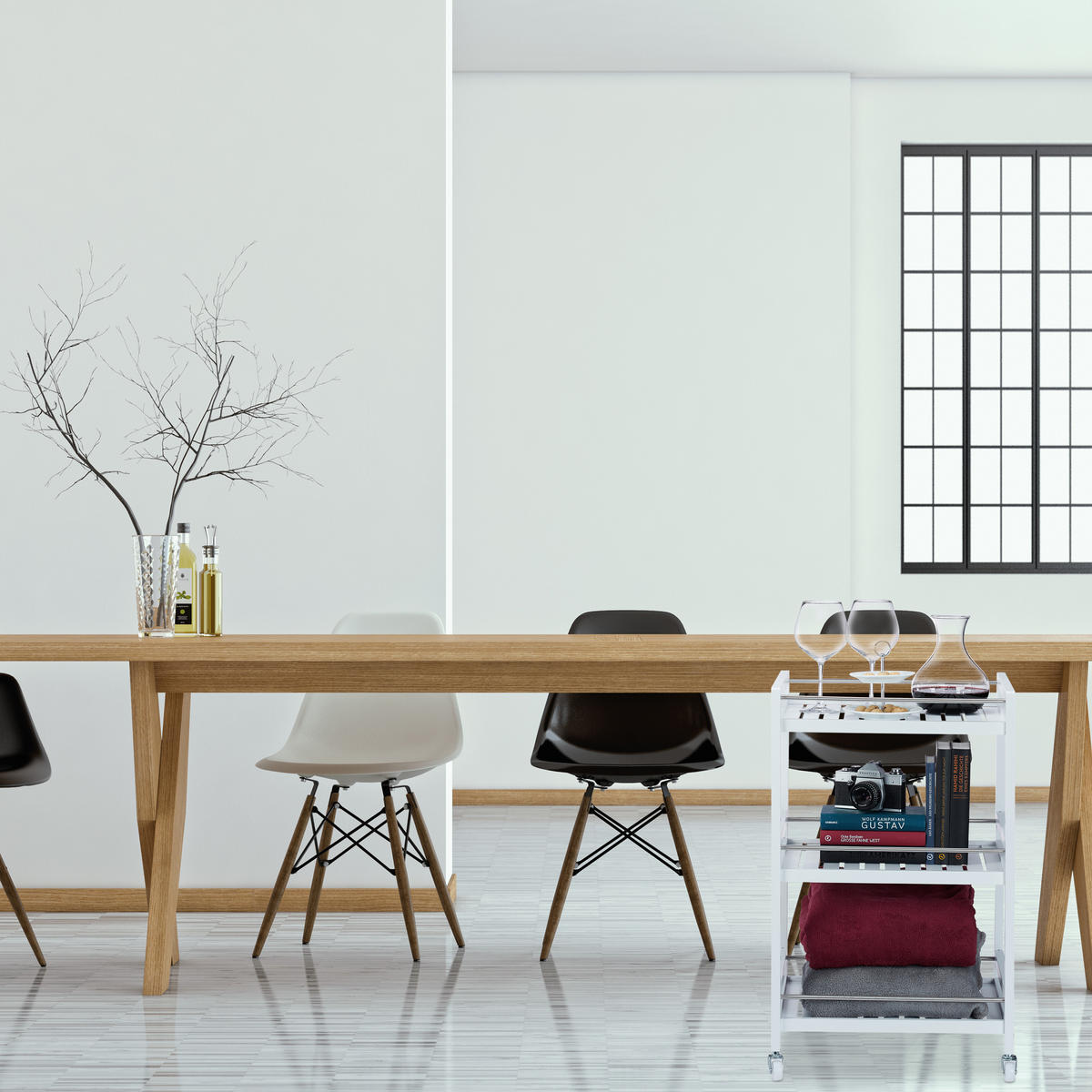 SERVIERWAGEN - Weiß, Holz/Kunststoff (46/76.5/38cm) - Relaxdays