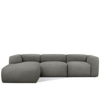ECKSOFA LINKS BUFFO, Stahlgrau - Grau, Holz/Holzwerkstoff (285/176cm) - KONSIMO®
