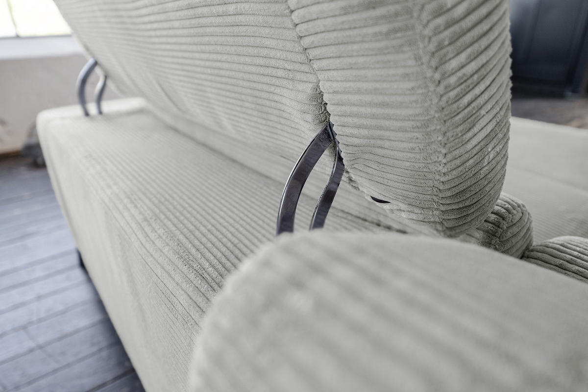ECKSOFA LAISKA Hellgrau Cord - Hellgrau/Schwarz, Textil/Metall (282/177cm) - KAWOLA
