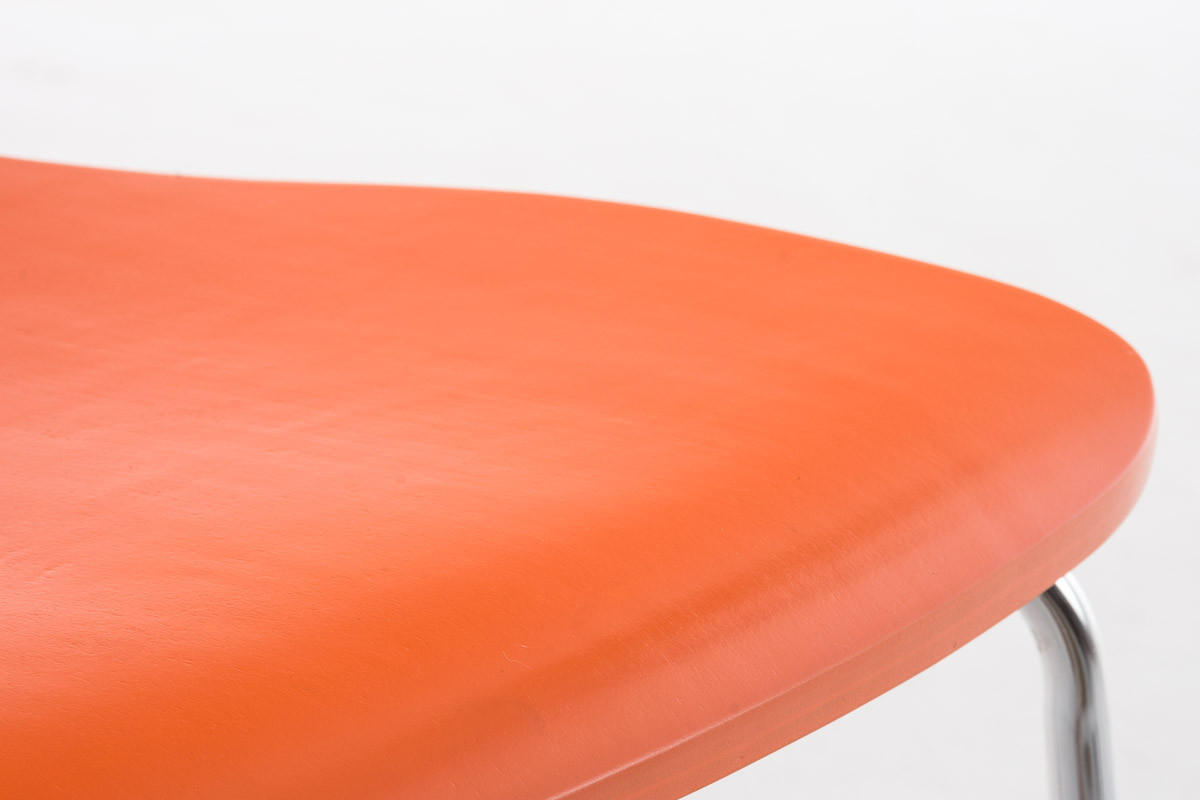 BESUCHERSTUHL Jaron mit Holzsitz und Metallgestell, Farbe: Orange - Chromfarben/Orange, Holz/Metall (43/84/50cm) - TPFLiving