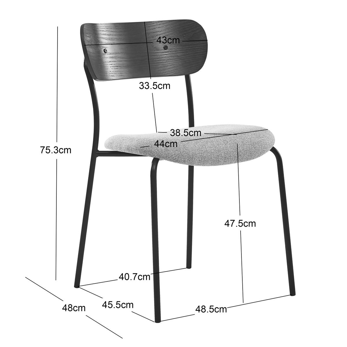 STUHL 2er-Set Kunstleder Schwarz - Schwarz, Textil (51.5/79/50.5cm) - Nordlys
