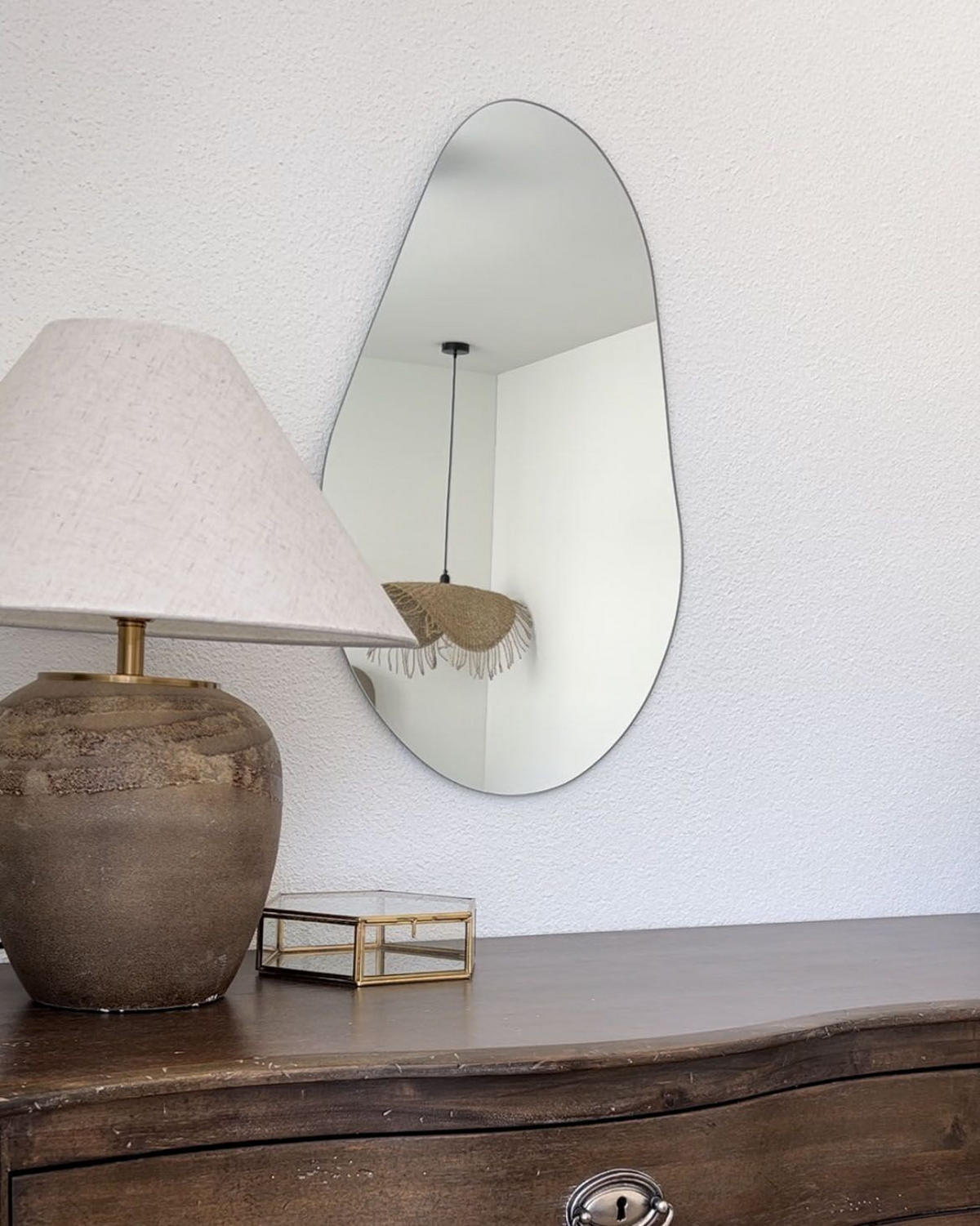 WANDSPIEGEL Silber 40/65 cm Aubagne - Silberfarben, Glas (40/65/40cm) - Beliani