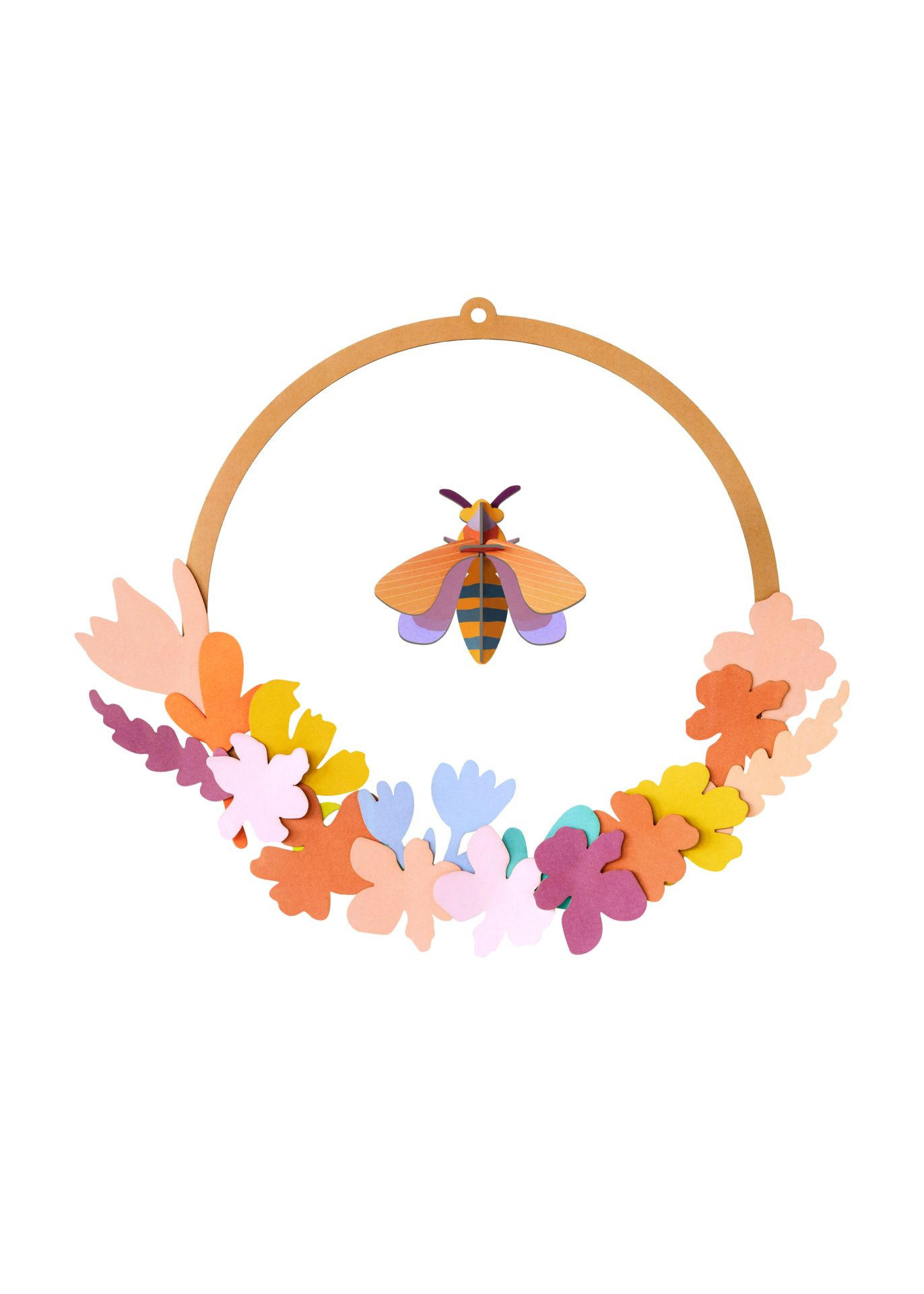 WANDDEKO Bienen-Blumenkranz 31/31 cm - Multicolor, Wellpappe (31/31/1cm) - KUNSTLOFT