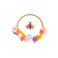 WANDDEKO Bienen-Blumenkranz 31/31 cm - Multicolor, Wellpappe (31/31/1cm) - KUNSTLOFT