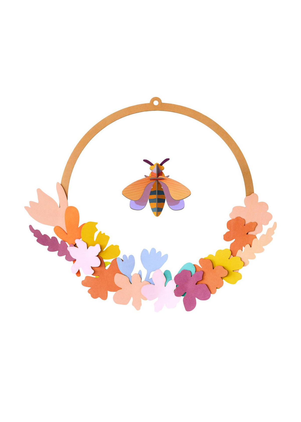 WANDDEKO Bienen-Blumenkranz 31/31 cm - Multicolor, Wellpappe (31/31/1cm) - KUNSTLOFT