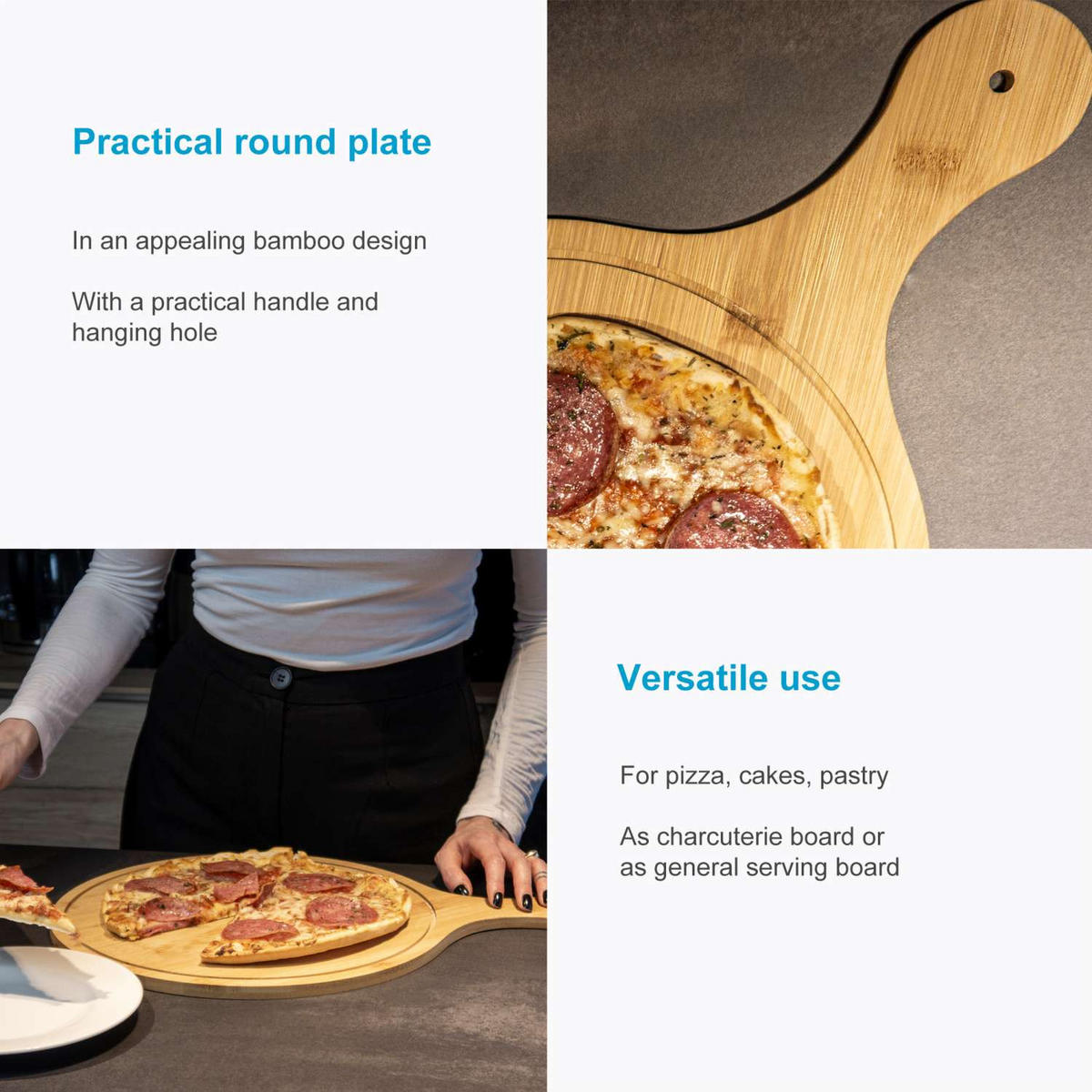 PIZZA SCHNEIDEBRETT - Braun, Naturmaterialien (31.5/44.3cm) - Intirilife