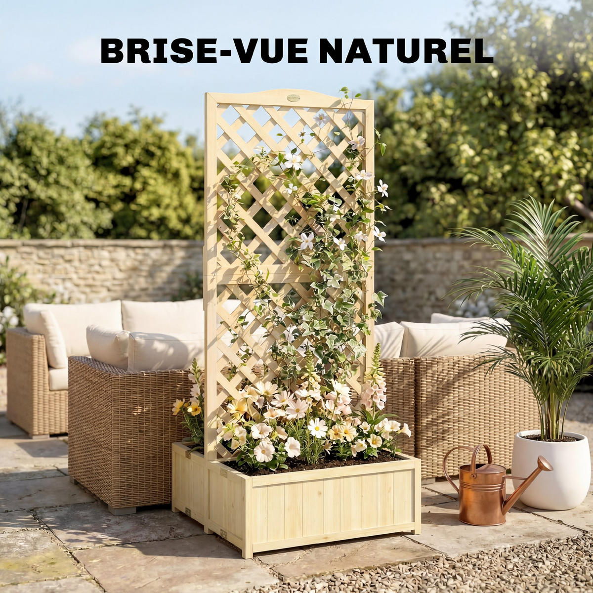 HOCHBEET DE-12299 klappbare Doppelbo/, 140 cm Rankhilfe Natur - Naturfarben, Holz (73/170/70cm) - ComfortXL