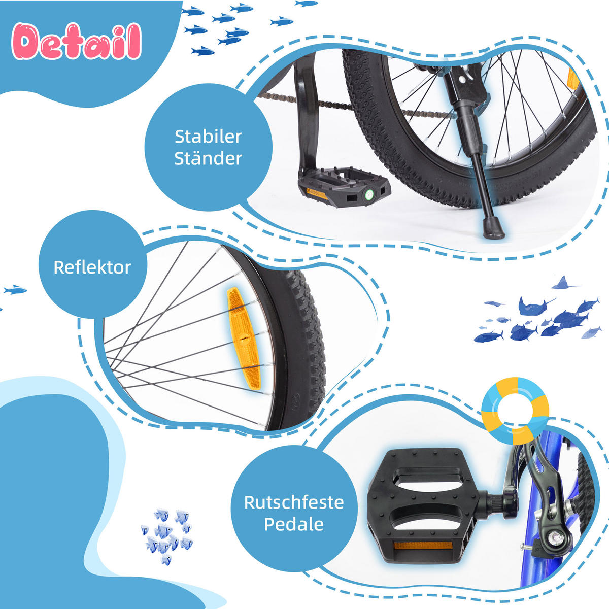 KINDERFAHRRAD 20 Zoll - Blau mit V-Bremsen und 6-Gang-Schaltung - Stahlrahmen - Blau, Metall (84cm) - Oxeza