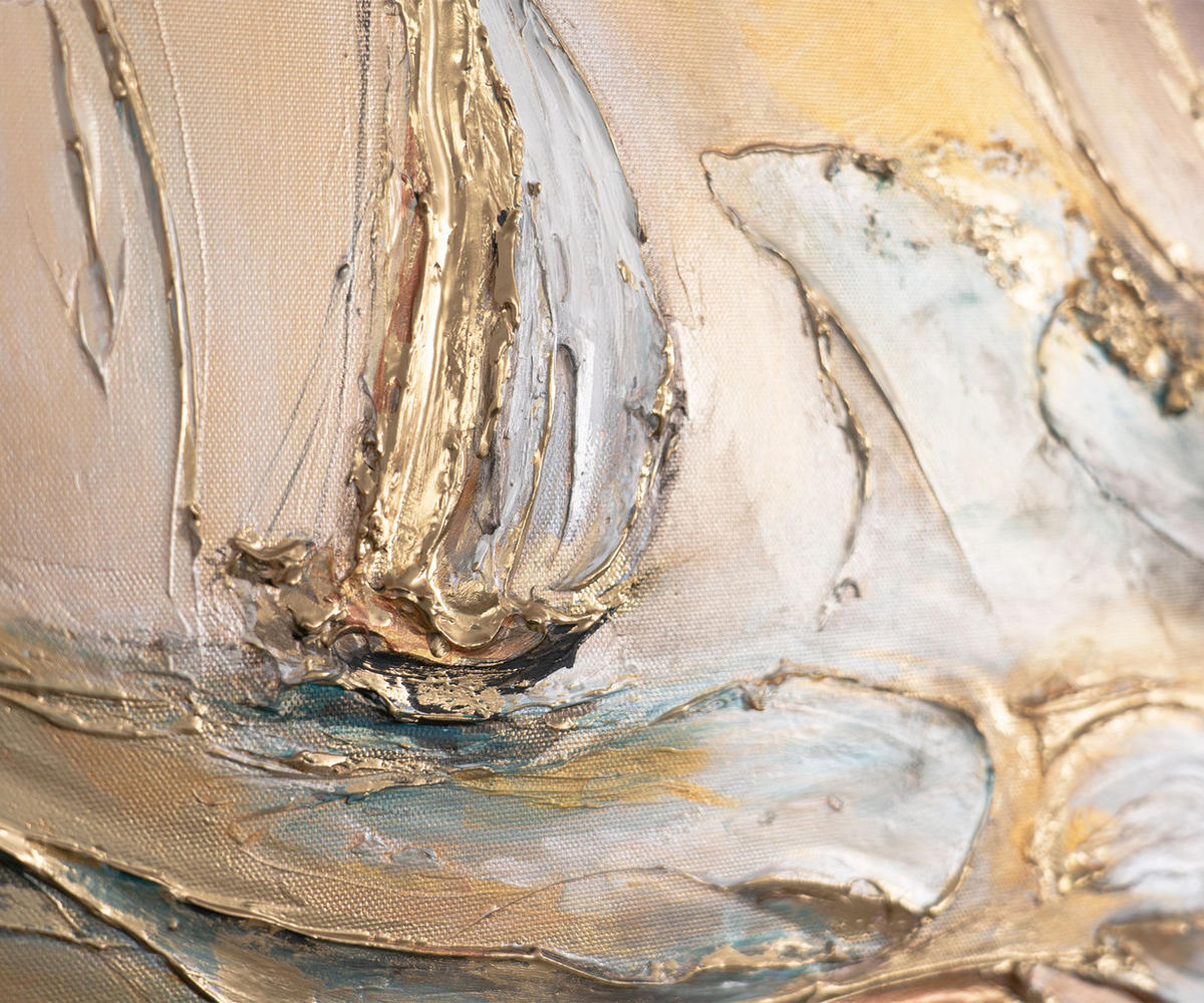 GEMÄLDE Zeitwellen Schattenfugenrahmen Grau 100x50 cm - Grau, Holz (100/50cm) - YS-art gallery