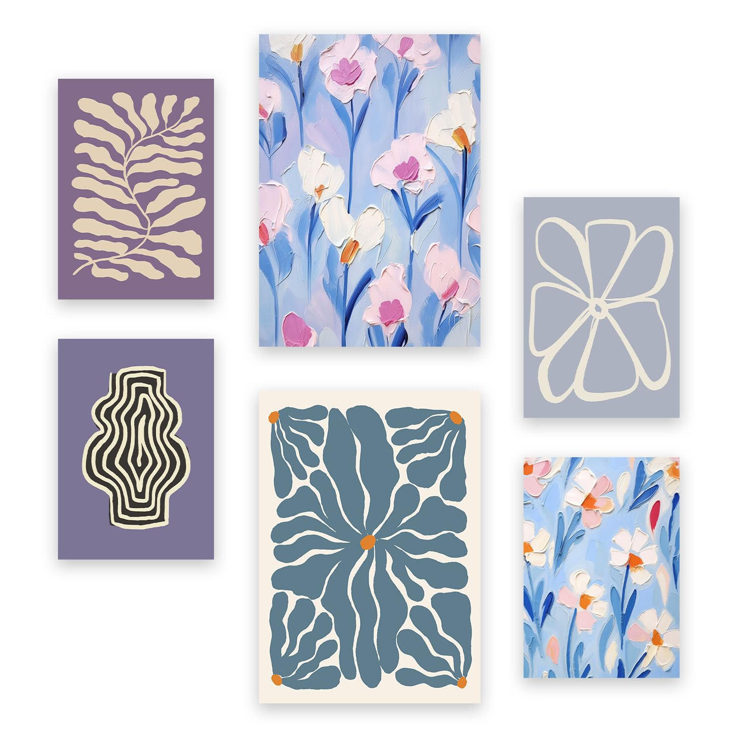 POSTER Set Mit 6 Blaue Und Lila Zusammenfassungen A3 & A4 Rahmenlos - Klar, Papier (29/3cm) - Nacnic