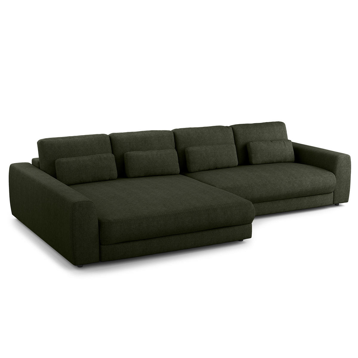 ECKSOFA mit XXL-Longchair - Schwarz/Grau, Kunststoff/Textil (323/182cm) - home24