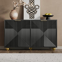 SIDEBOARD 4 Türen verstellbar Metallbeine - Schwarz, Holz (120/71.5/35cm) - Fortuna Lai