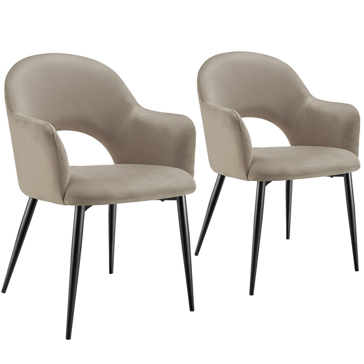 ARMLEHNSTUHL 2er Set Sachel 57 x 61 5 x 87 5 cm taupe - Taupe, Kunststoff (57/87.5/61.5cm) - tectake