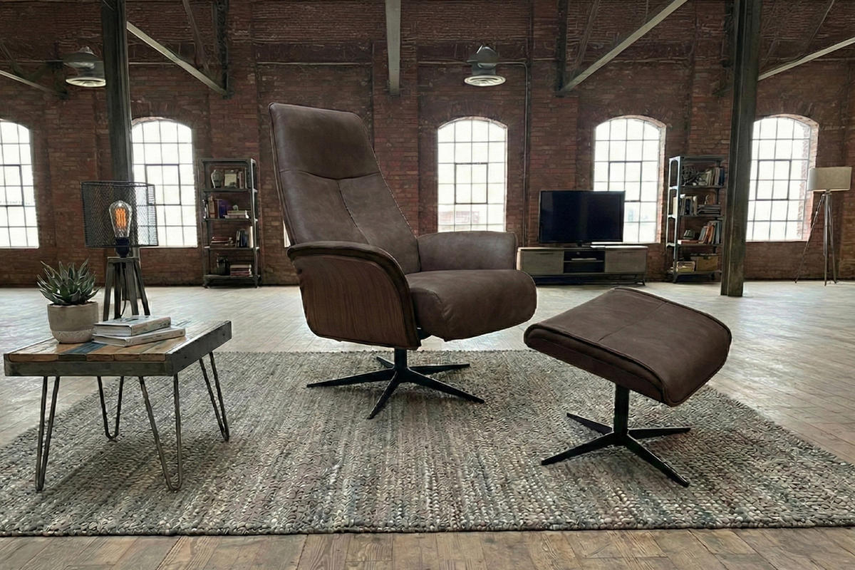 RELAXSESSEL FERREIRA Anthrazit Lederfaserstoff Relaxfunktion - Anthrazit/Schwarz, Leder/Metall (78/106/84cm) - KAWOLA