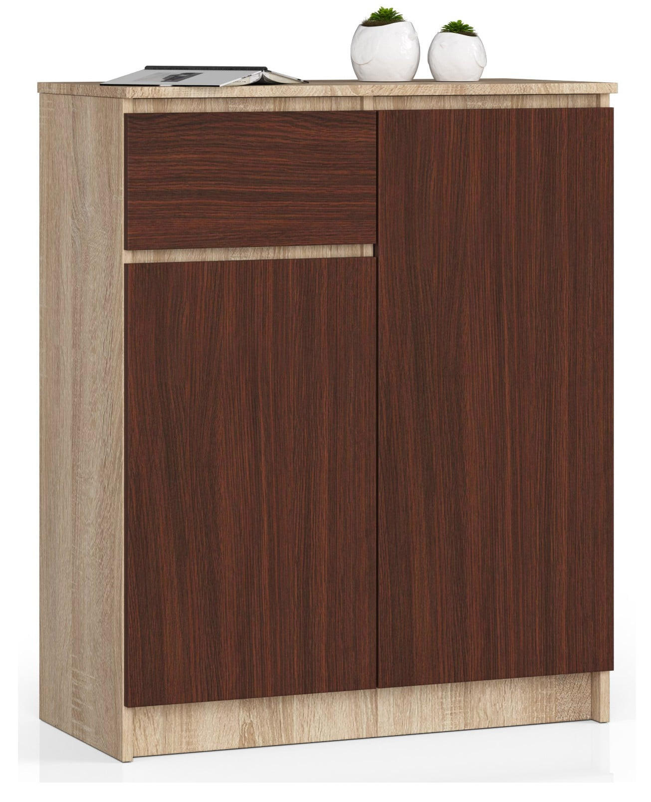 KOMMODE Eiche Sonoma, Dunkelbraun 99/80/40 - Dunkelbraun, Holzwerkstoff (80/99/40cm) - RAUMHIRSCH FURNITURE
