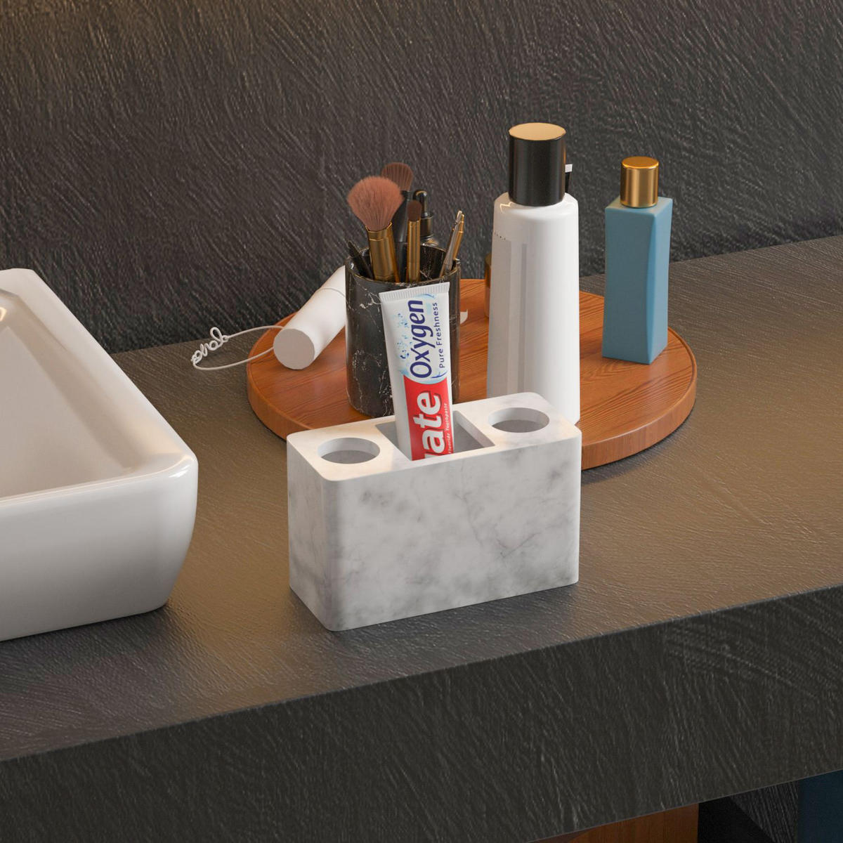 ZAHNBÜRSTENHALTER - Weiß, Kunststoff (6.8/9.2/15.7cm) - Intirilife