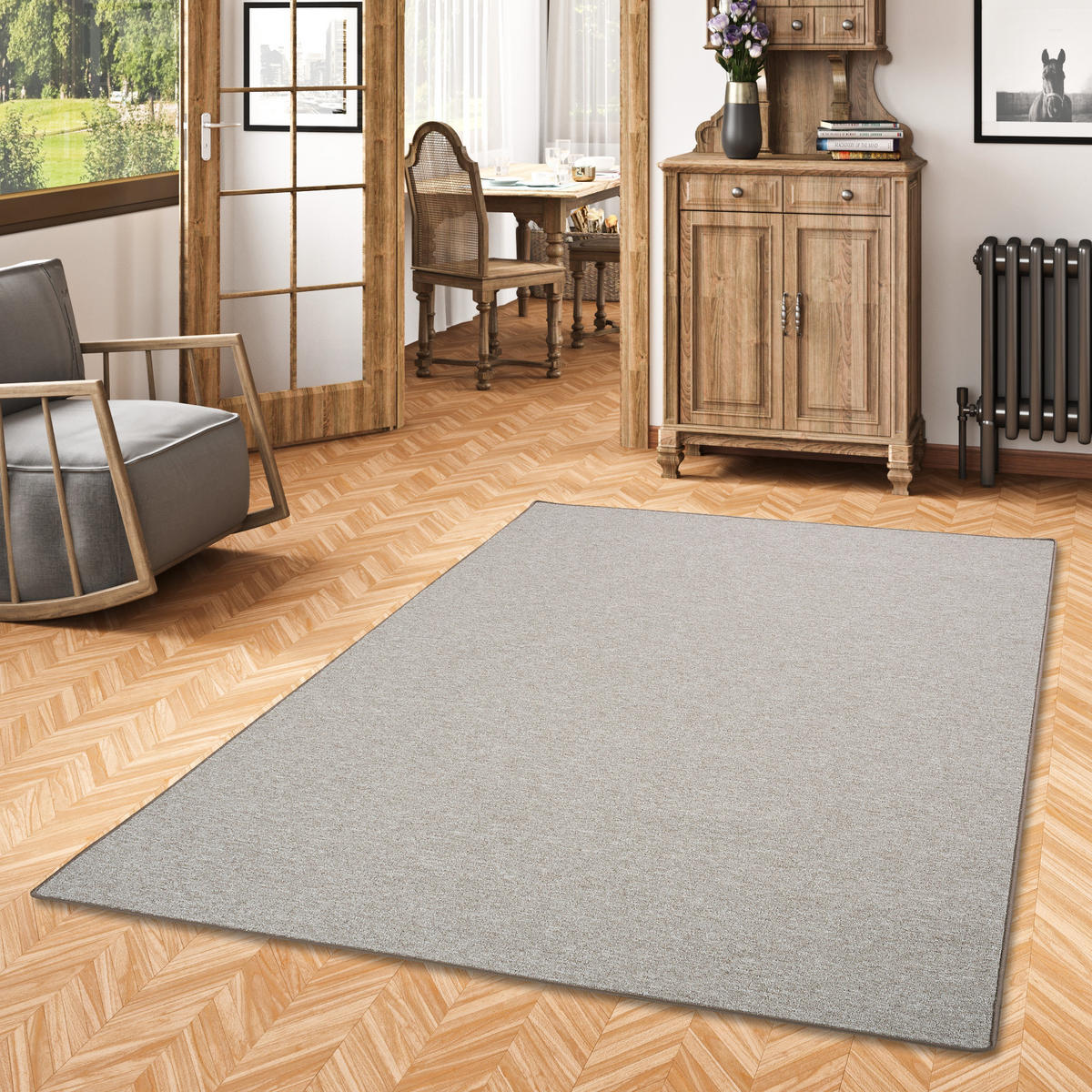 FEINSCHLINGEN VELOUR TEPPICH STRONG - Taupe, Textil (80/320cm) - Snapstyle