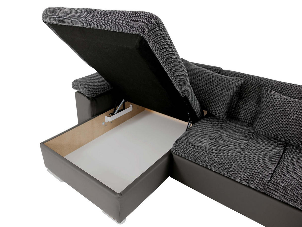 WOHNLANDSCHAFT Niko Bis, Seite: Links - Chromfarben, Holz/Textil (348/76/205cm) - MIRJAN24