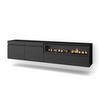 TV-SCHRANK schwarz, mit Elektrokamin, Hängend, 200/35/45cm - Anthrazit/Schwarz, Holzwerkstoff (200/45/35cm) - Skraut Home