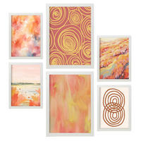 POSTER Set Mit 6 Orangefarbene Spries In Zusammenfassungen A3 & A4 Weißer Rahmen - Weiß, Papier (29/3cm) - Nacnic