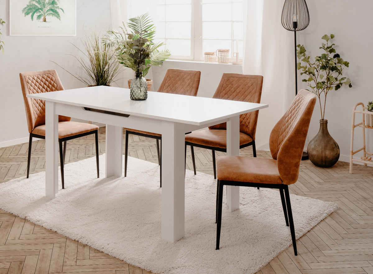 ESSTISCH weiß 125 - 165 cm, Küchentisch ausziehbar - Weiß, Holzwerkstoff (125/75/75cm) - Furn.Design