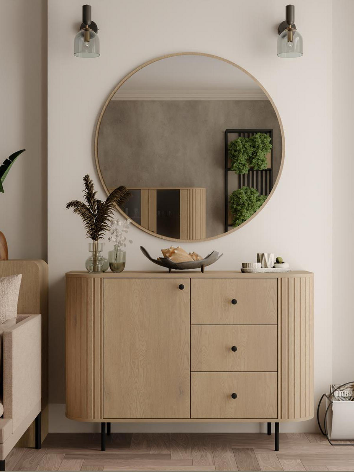 KOMMODE mit Schubladen japandi eiche OVI - Braun, Holzwerkstoff (123/85/42cm) - Compleo24