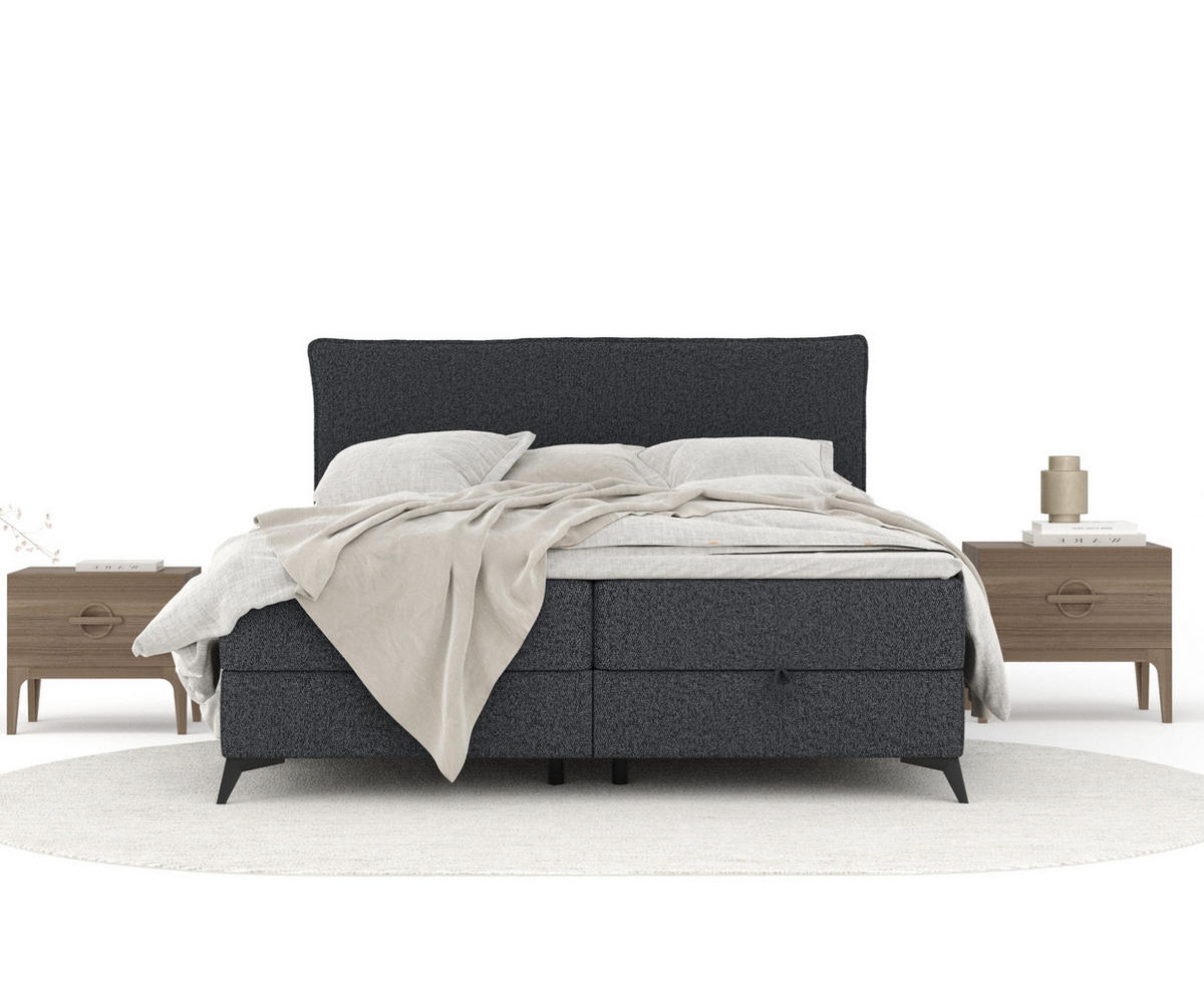 BOXBETT Peru Schwarz 200/200 cm im Webstoff - Schwarz, Holz/Holzwerkstoff (200/200cm) - Maison de Reve